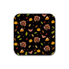 Thanksgiving Turkey Pattern Rubber Square Coaster (4 Pack)  by Valentinaart