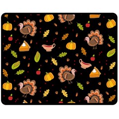 Thanksgiving Turkey Pattern Double Sided Fleece Blanket (medium)  by Valentinaart