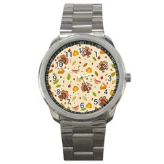 Thanksgiving Turkey Pattern Sport Metal Watch