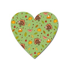 Thanksgiving Turkey Pattern Heart Magnet by Valentinaart