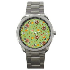 Thanksgiving Turkey Pattern Sport Metal Watch