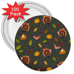 Thanksgiving Turkey Pattern 3  Buttons (100 Pack)  by Valentinaart