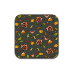 Thanksgiving Turkey Pattern Rubber Square Coaster (4 Pack)  by Valentinaart