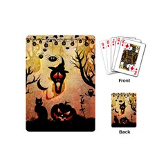 Funny Halloween Design, Pumpkin, Cat, Owl And Crow Playing Cards Single Design (mini) by FantasyWorld7