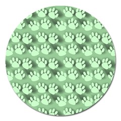 Pattern Texture Feet Dog Green Magnet 5  (round) by HermanTelo