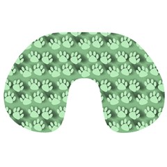 Pattern Texture Feet Dog Green Travel Neck Pillow