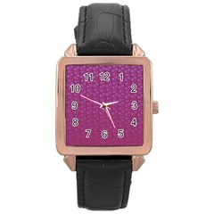 Background Polka Pattern Pink Rose Gold Leather Watch 