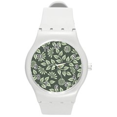 Flowers Pattern Spring Nature Round Plastic Sport Watch (m) by HermanTelo