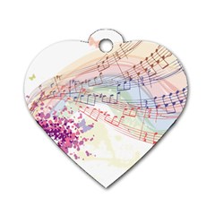 Music Notes Abstract Dog Tag Heart (two Sides) by HermanTelo