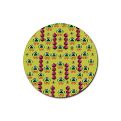 Power Can Be Flowers And Ornate Colors Decorative Rubber Round Coaster (4 Pack)  by pepitasart