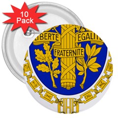 Coat O Arms Of The French Republic 3  Buttons (10 Pack)  by abbeyz71