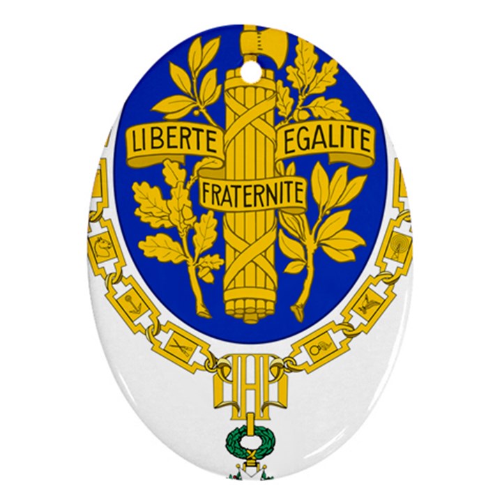 Coat Of Arms Of The French Republic Oval Ornament (Two Sides)
