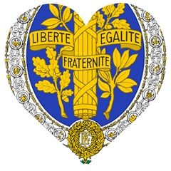 Coat Of Arms Of The French Republic, 1905-1953 Wooden Puzzle Heart