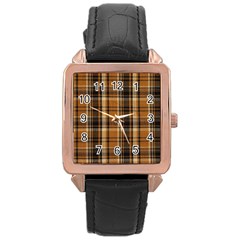 Tartan Design Rose Gold Leather Watch  by impacteesstreetwearfour