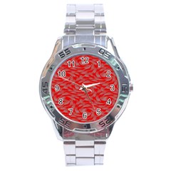 Background Abstraction Red Gray Stainless Steel Analogue Watch by HermanTelo