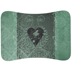 Elegant Heart With Piano And Clef On Damask Background Velour Seat Head Rest Cushion by FantasyWorld7