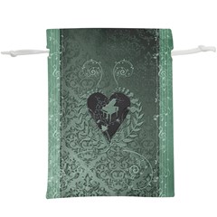 Elegant Heart With Piano And Clef On Damask Background  Lightweight Drawstring Pouch (xl) by FantasyWorld7