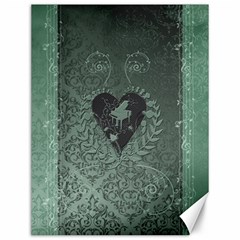 Elegant Heart With Piano And Clef On Damask Background Canvas 12  X 16  by FantasyWorld7
