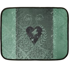 Elegant Heart With Piano And Clef On Damask Background Double Sided Fleece Blanket (mini)  by FantasyWorld7