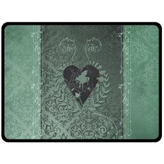 Elegant Heart With Piano And Clef On Damask Background Fleece Blanket (large)  by FantasyWorld7