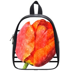 Tulip Watercolor Red And Black Stripes School Bag (small) by picsaspassion