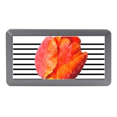 Tulip Watercolor Red And Black Stripes Memory Card Reader (mini) by picsaspassion