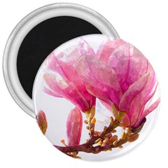 Magnolia Roze Aquarel Watercolor 3  Magnets by picsaspassion