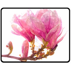 Magnolia Roze Aquarel Watercolor Fleece Blanket (medium)  by picsaspassion