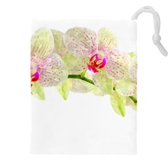 Phalenopsis Orchid White Lilac Watercolor Aquarel Drawstring Pouch (5xl) by picsaspassion
