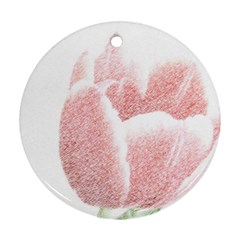 Tulip Red White Pencil Drawing Ornament (round) by picsaspassion
