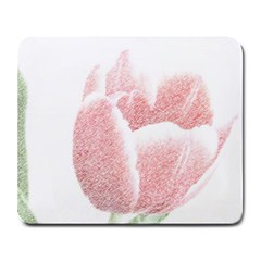 Tulip Red White Pencil Drawing Large Mousepads by picsaspassion