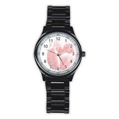Tulip Red White Pencil Drawing Stainless Steel Round Watch by picsaspassion