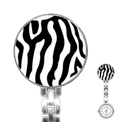 Wild Zebra Pattern Black And White Stainless Steel Nurses Watch by picsaspassion