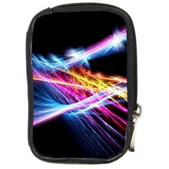 Colorful Neon Art Light Rays, Rainbow Colors Compact Camera Leather Case by picsaspassion