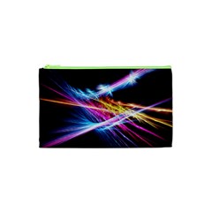 Colorful Neon Art Light Rays, Rainbow Colors Cosmetic Bag (xs)