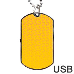 Background Polka Yellow Dog Tag Usb Flash (one Side) by HermanTelo