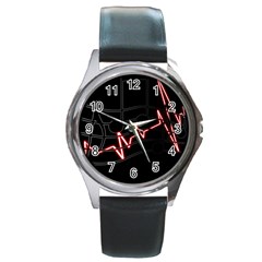 Music Wallpaper Heartbeat Melody Round Metal Watch