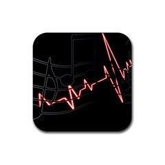 Music Wallpaper Heartbeat Melody Rubber Square Coaster (4 pack) 