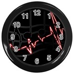 Music Wallpaper Heartbeat Melody Wall Clock (Black) Front