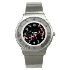 Music Wallpaper Heartbeat Melody Stainless Steel Watch