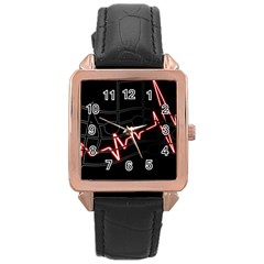 Music Wallpaper Heartbeat Melody Rose Gold Leather Watch  by HermanTelo