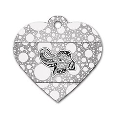 Elegant Mandala Elephant In Black And Wihte Dog Tag Heart (one Side) by FantasyWorld7