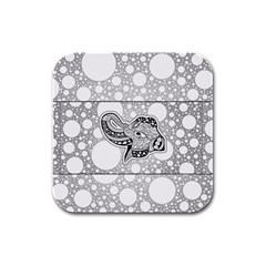 Elegant Mandala Elephant In Black And Wihte Rubber Square Coaster (4 Pack)  by FantasyWorld7