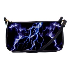 Blue Thunder Colorful Lightning Graphic Shoulder Clutch Bag by picsaspassion