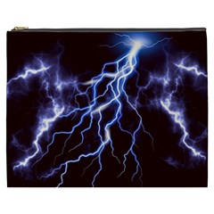 Blue Thunder Colorful Lightning Graphic Cosmetic Bag (xxxl) by picsaspassion