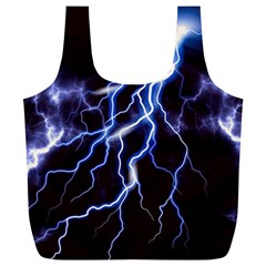Blue Thunder Colorful Lightning Graphic Full Print Recycle Bag (xl) by picsaspassion
