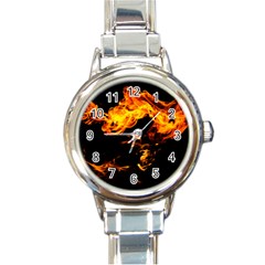 Can Walk On Fire, Black Background Round Italian Charm Watch by picsaspassion