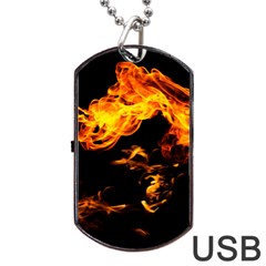 Can Walk On Fire, Black Background Dog Tag Usb Flash (one Side) by picsaspassion