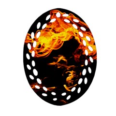 Can Walk On Fire, Black Background Oval Filigree Ornament (two Sides) by picsaspassion