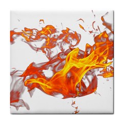 Can Walk On Volcano Fire, White Background Tile Coaster by picsaspassion